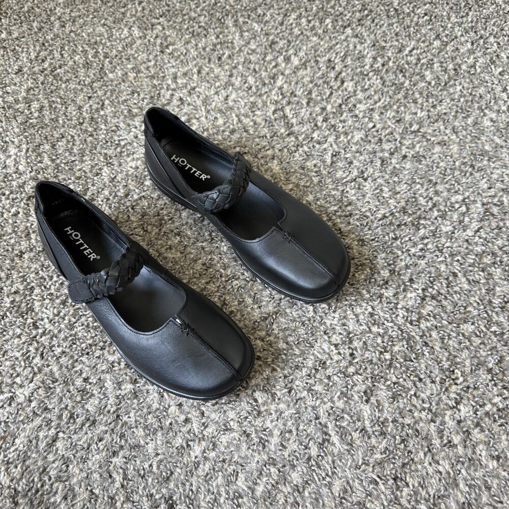 Hotter Shake II Sz 10/42 Leather Mary Jane Flat Shoe Cushioned Comfort Shoe New